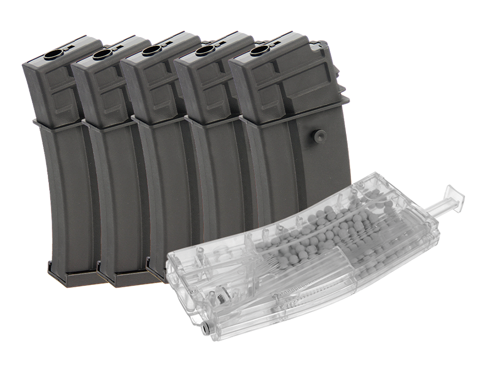 110R Magazine for GEC36-5pcs+Magazine Style 420R BB Loader (Transparent) 1pc /pack