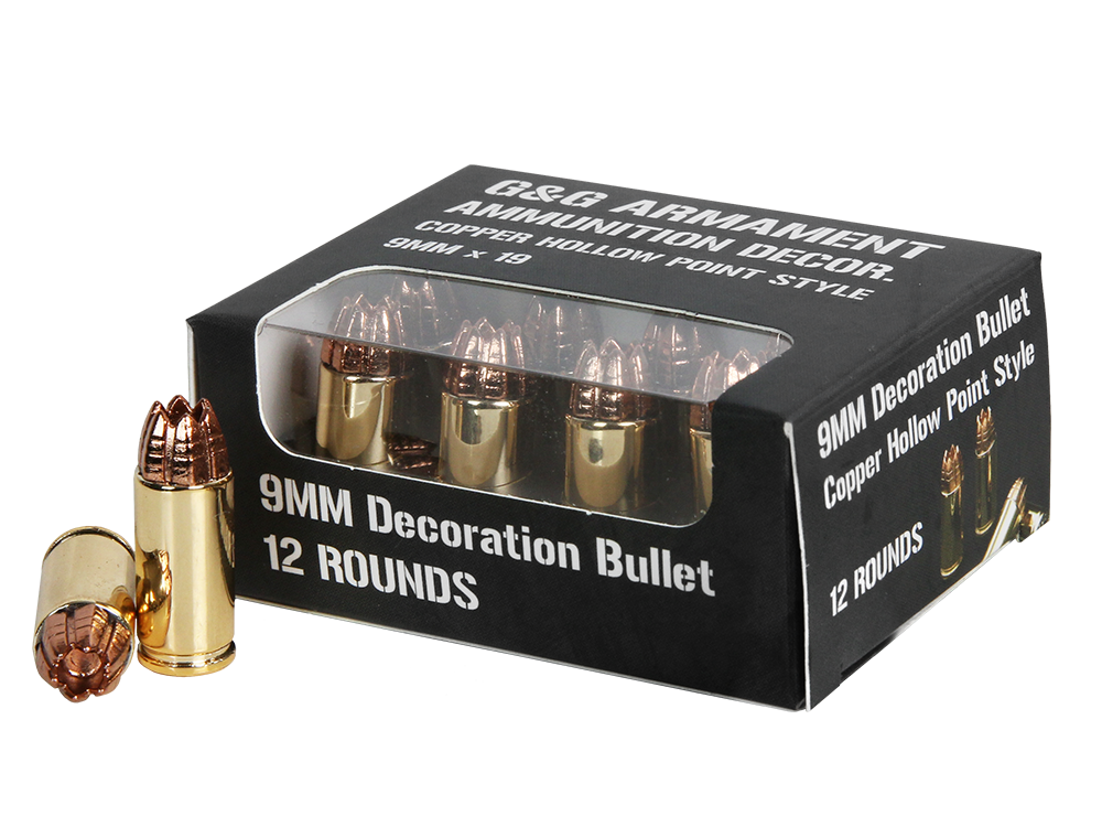 9MM Decoration Bullet Copper Hollow Point Style (12 Rounds)