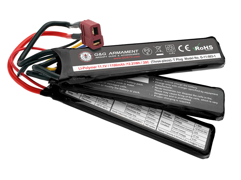 11.1V 900mAh Dean Plug LiPo Battery - Short Tri-Panel type