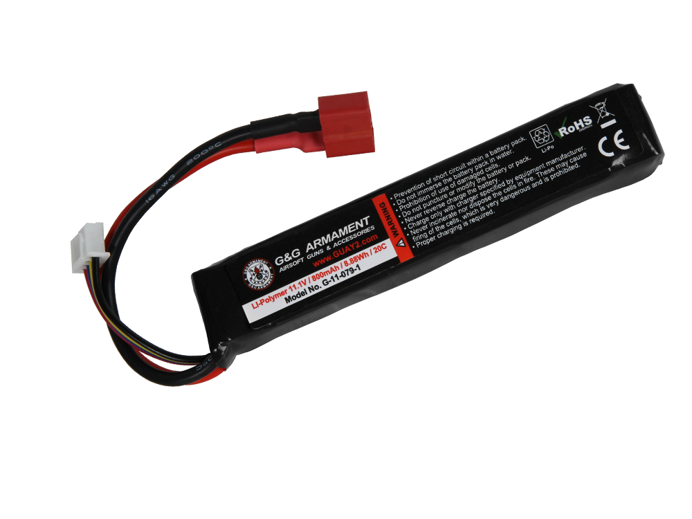 11.1V 950mAh Li-Po battery (For M4/M16 Stock Tube) - Dean connector