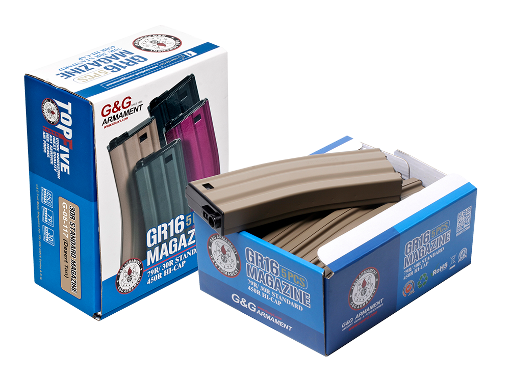 30R Standard Magazine for GR16 (Gray) 5pcs+Magazine Style 420R BB Loader (Transparent) 1pc /pack