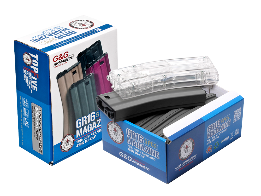 450R Standard Magazine for GR16 (Gray) 5pcs+Magazine Style 420R BB Loader (Transparent) 1pc /pack